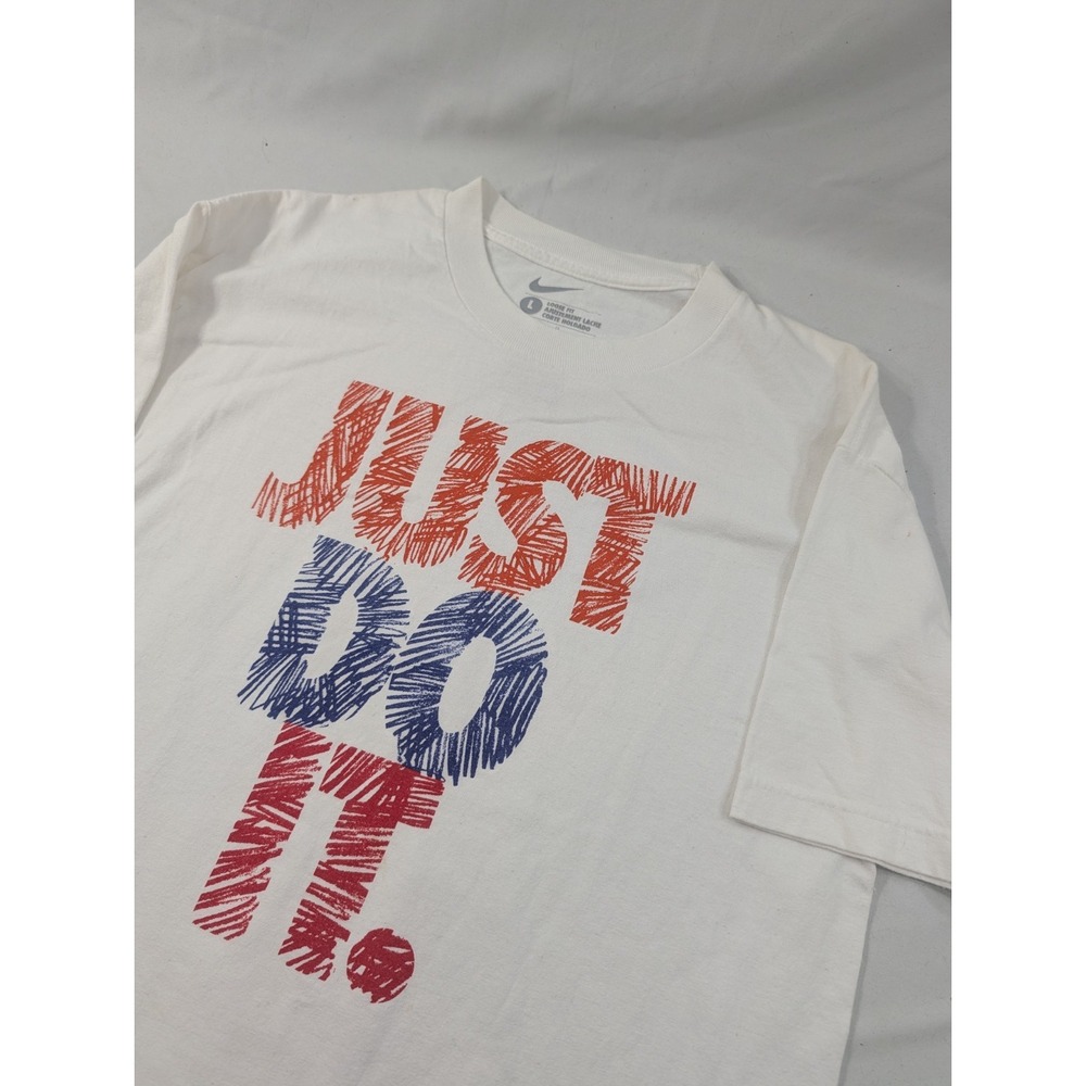 Nike Team USA Olympics T-Shirt White Just Do‎ It American Flag Logo Size Large